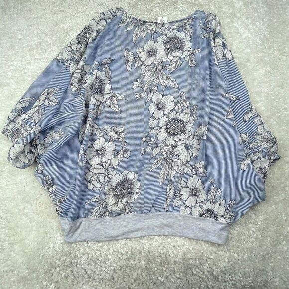 Cabi Sirena Floral Striped Dolman Blouse Top Sheer - Picture 3 of 10